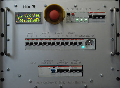Mains isolation and distribution unit 16kVA front pannel