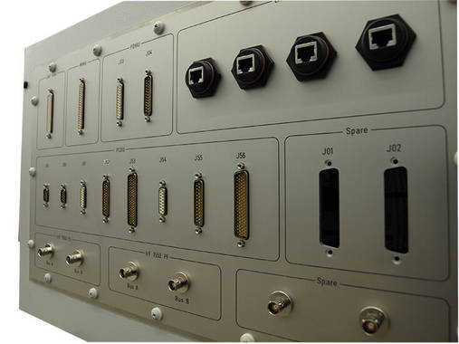 Connector panel in the back of a SCOE
