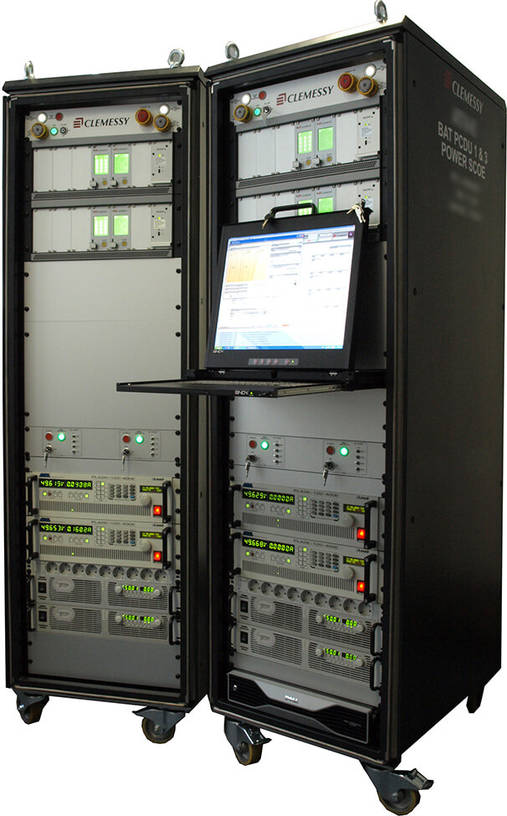Picture of two satellite Power Control and Distribution Units delivered by Clemessy Switzerland