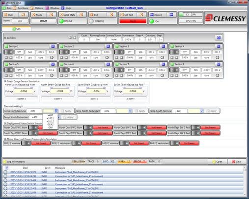 Main panel of our Solar Array Simulator (SAS) software